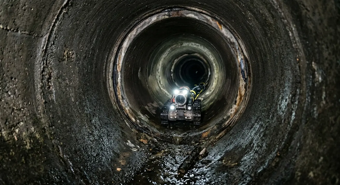 Robotic sewer camera inspecting pipe interior for Sewer Line Repair in Corinth